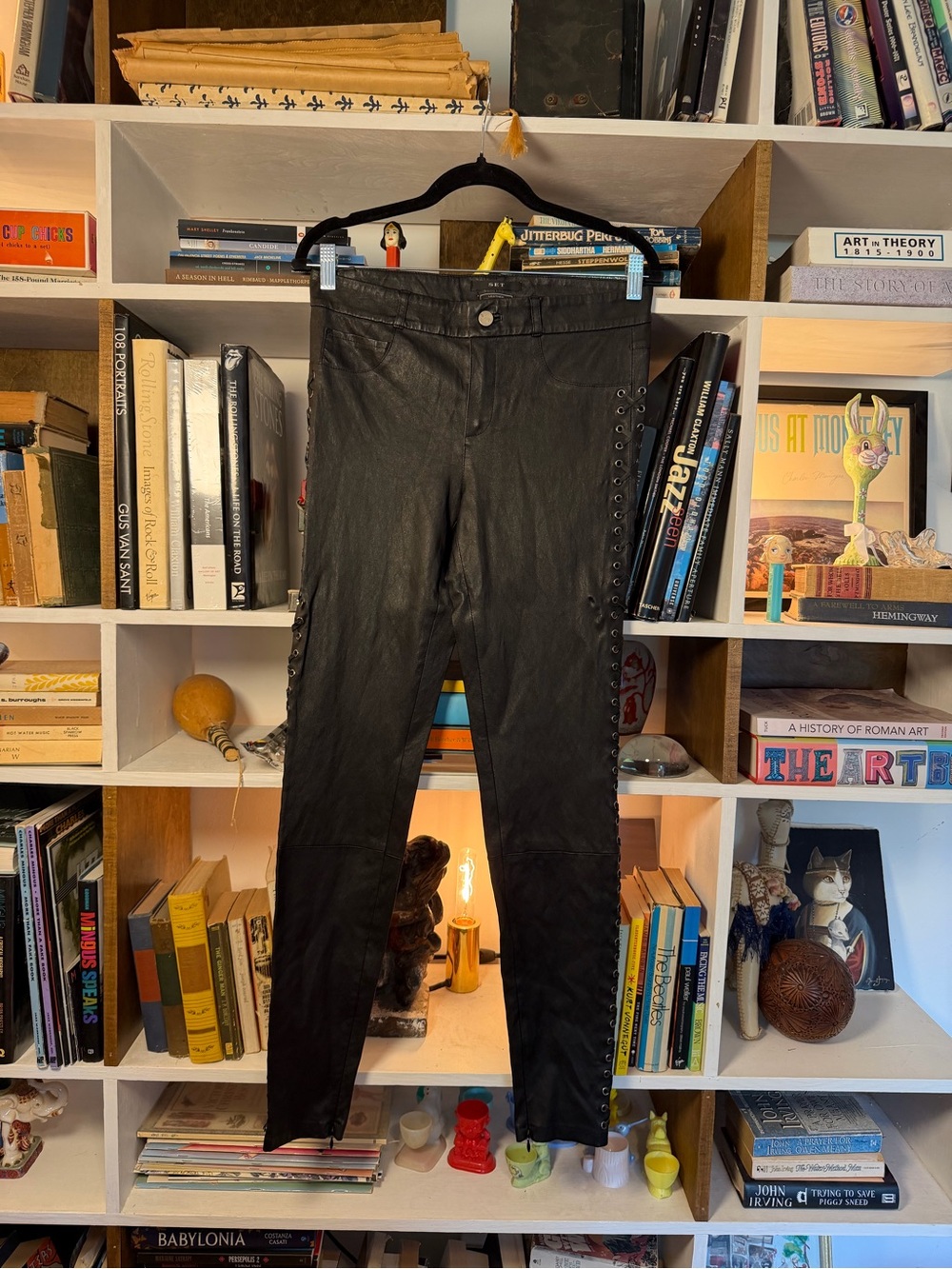SET lace up leather pants